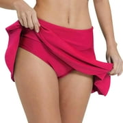 Akiihool Swim Shorts Women Tummy Control Women's Swim Shorts High Waisted Swimsuit Bottoms Cross Waist Bathing Suit Swimwear Boy Shorts (Red,L)